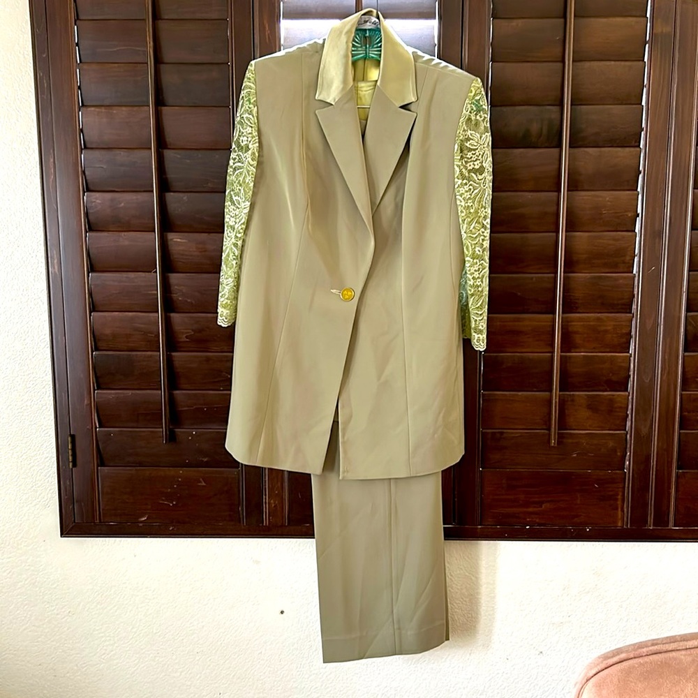 Olive green 3-piece dress suit